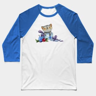 Christmas Cat Baseball T-Shirt